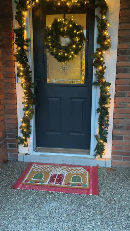 Front porch Christmas decor. 


Pre lit garland, battery operated wreath, gingerbread doormat, Christmas doormat 

#LTKHoliday #LTKVideo #LTKhome
