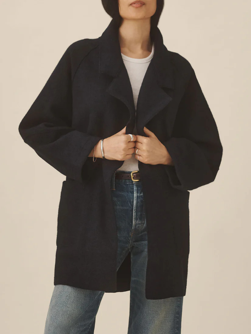 Navy Felted Wool Blanket Coat - Buck Mason- Modern American Classics | Buck Mason