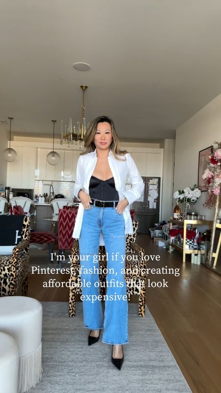 Pinterest spring look, Pinterest aesthetic, spring outfits, Amazon heels, bodysuit, white button down, easy ootd, Abercrombie denim 

#LTKVideo #LTKstyletip #LTKfindsunder100