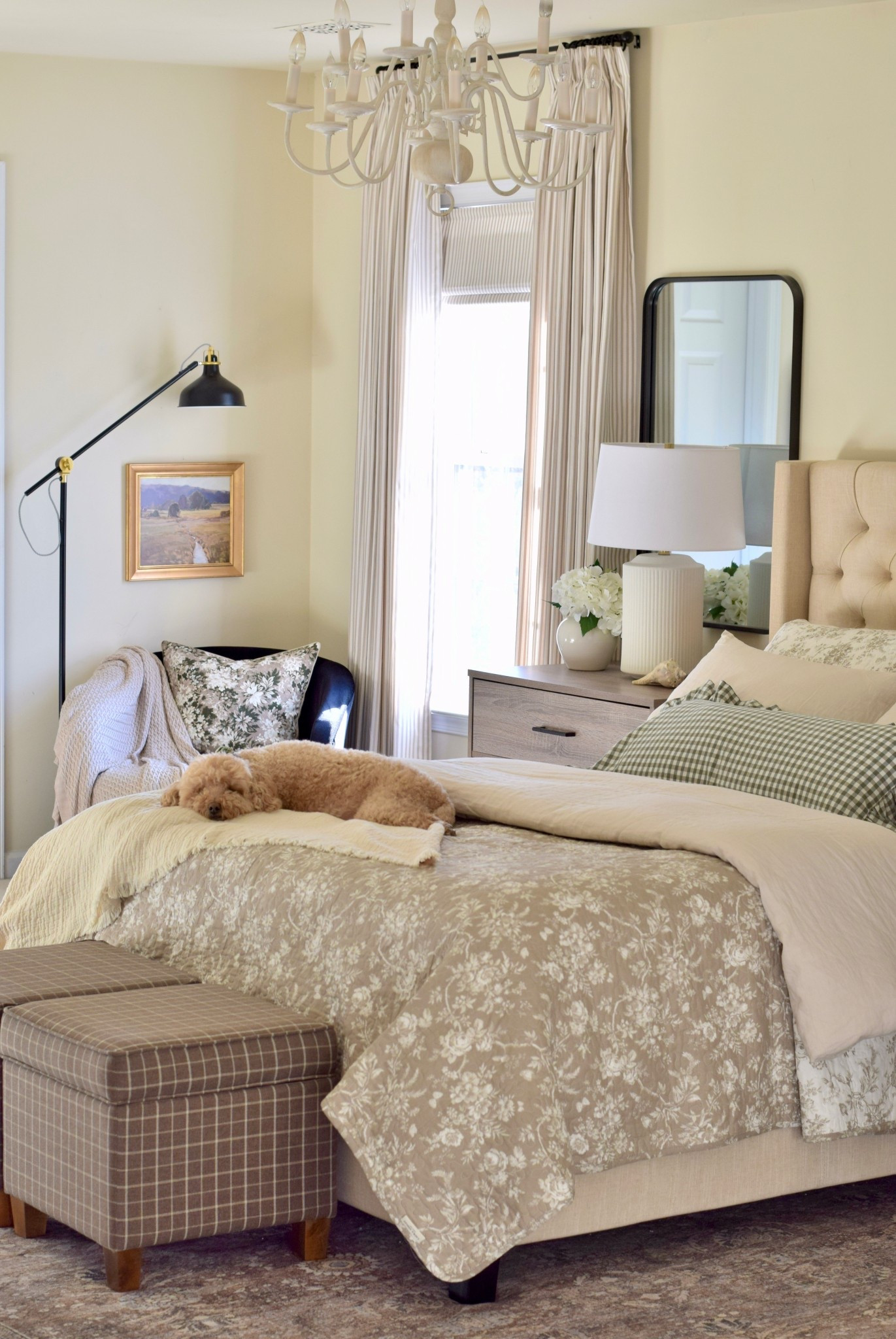 Master Bedroom Suite Spring Refresh 🌿🤍🌼 with these stunning and classic striped custom curtains and motorized shades from @TWOPAGES @twopagescurtains #twopageshome #twopagescurtains 

✨use discount code Onassisandclaire 

Window Treatment Details:
 
Britt Bengoechea Print Linen Cotton Drapery
-Husk BB-P6
–Triple Pleat
–Room Darkening Liner
–Memory Shaped
 
Britt Bengoechea Print Linen Cotton Roman Shade
-Husk BB-P6
-Motorized
-Cordless
-Room Darkening Liner
-Inside Mount#LTKSpringSale 

#LTKHome #LTKSeasonal