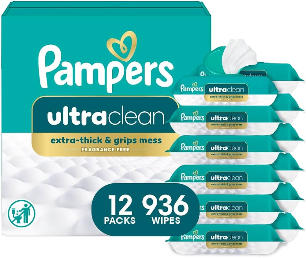 Pampers Ultraclean Baby Wipes, Unscented, Fragrance Free, Water Based, Hypoallergenic, Extra Thic... | Amazon (US)