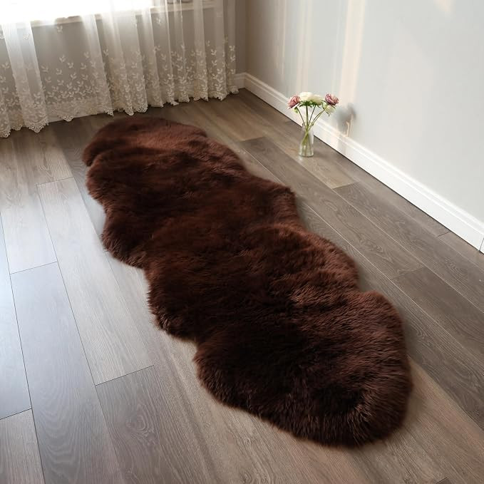 Sheepskin Rug, Fluffy Shaggy Area Rug, Super Soft 24‘’ x 72‘’ Sheepskin Hair Rug, Plush R... | Amazon (US)