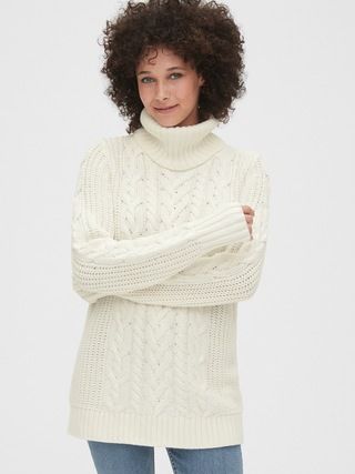 Cable-Knit Turtleneck Tunic Sweater | Gap (US)