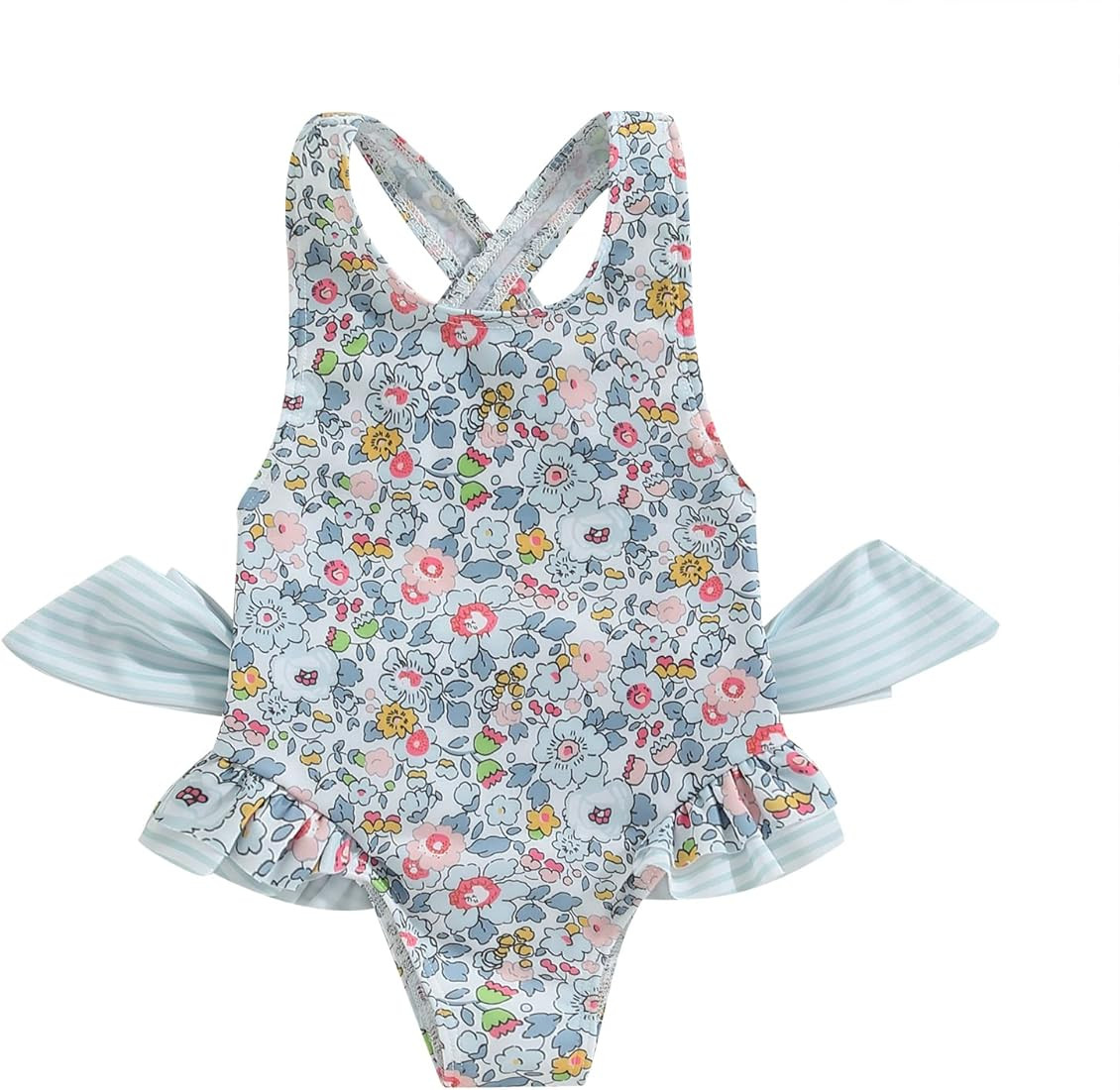 Toddler Girls Strap One Piece Swimsuit Floral Sleeveless Backless Bathing Suit Ruffles Bowknot Sw... | Amazon (US)