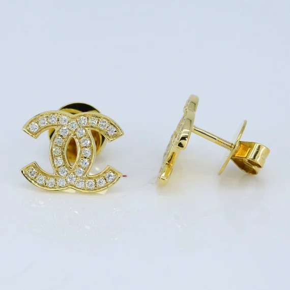 0.6CT Channel Logo Earring in 925/10k Diamond Earrings Hip | Etsy | Etsy (US)