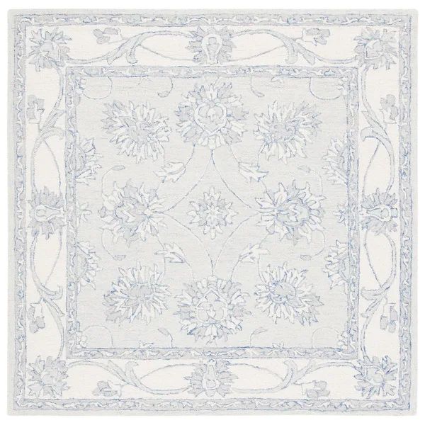 SAFAVIEH Micro-loop Shakti Botanical Wool Area Rug - 8' x 10' - Light Blue/Ivory | Bed Bath & Beyond