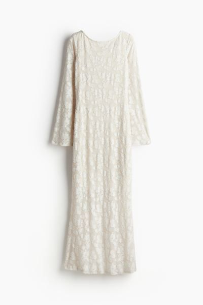 Mermaid-skirt Jacquard-weave Dress - Light beige - Ladies | H&M US | H&M (US + CA)