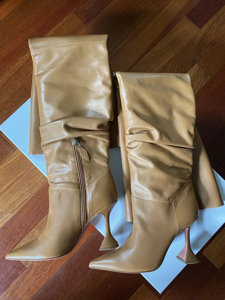 New Amina Muaddi Olivia 95mm thigh-high boots 38.5 | eBay US