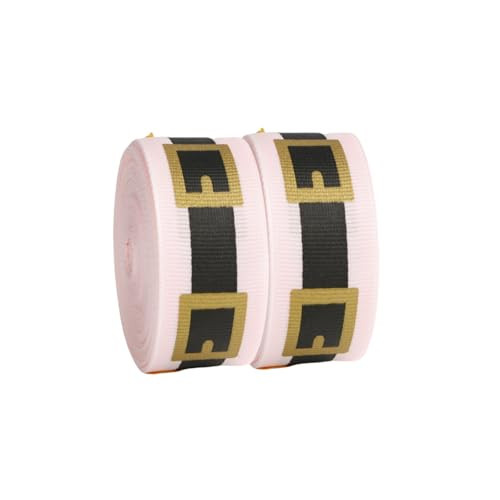 Meseey Pink Santa Belt Ribbon 1 Inch 20 Yards Pink Merry Christmas Vintage Fabric Craft Ribbon for Christmas Gift Wrapping Wreath Bow DIY Crafts Supplies (Pink Santa Belt) | Amazon (US)