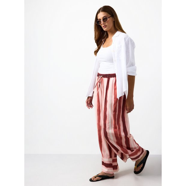 Buy Mid Pink Ultra Wide Stripe Trousers  16 | Trousers | Tu | Tu Clothing