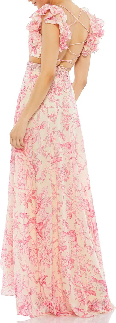 Floral Print Cutout Chiffon Gown | Nordstrom