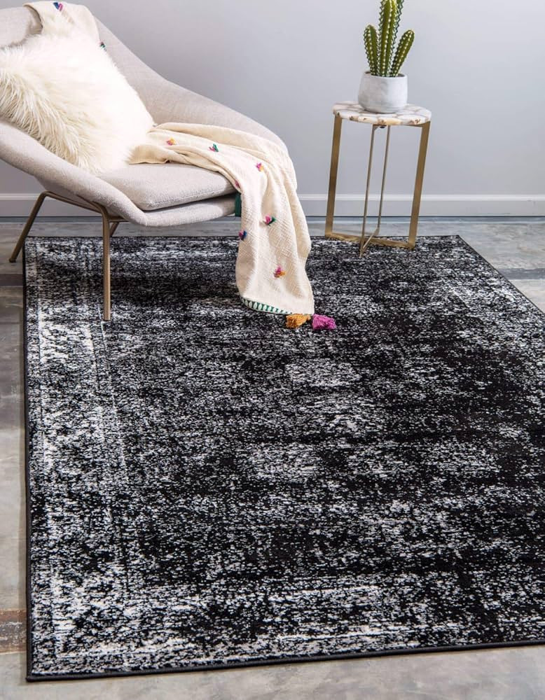Unique Loom Sofia Collection Area Rug - Casino (9' x 12' Rectangle, Black/ Ivory) | Amazon (US)