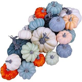 24 Pcs Bulk Assorted Rustic Harvest Artificial Pumpkins Foam Pumpkin in White Orange Green Teal f... | Michaels Stores