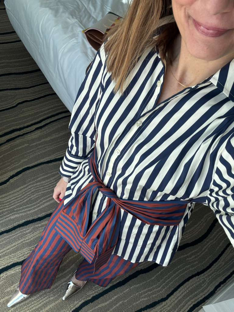 Conference day 1 and my stripes are handling the icebreakers while I hunt down the nearest latte. Polished, playful and ready for all the name tags. 😊📋✨
#ootd #conferenceoutfit #ltkstyle #ltkfashion #workwearstyle #stripedshirt #powerdressing #chicstyle #everydaystyle #outfitinspo 

 #LTKootd #LTKWorkwear