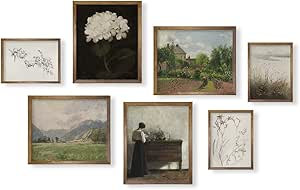 Vintage Farmhouse Wall Decor - Flower Portrait Neutral Wall Art for Boho French Country Kitchen, ... | Amazon (US)