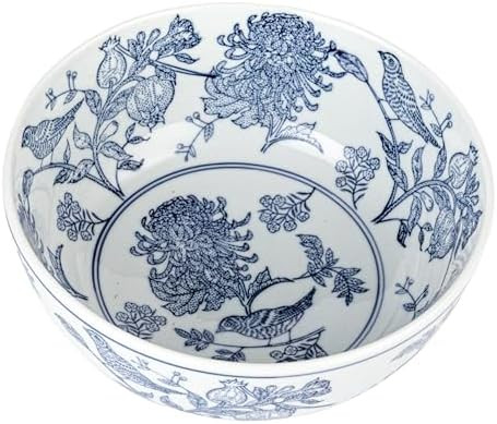 Creative Co-Op Aviary Garden Stoneware Bowl, Blue and White | Amazon (US)