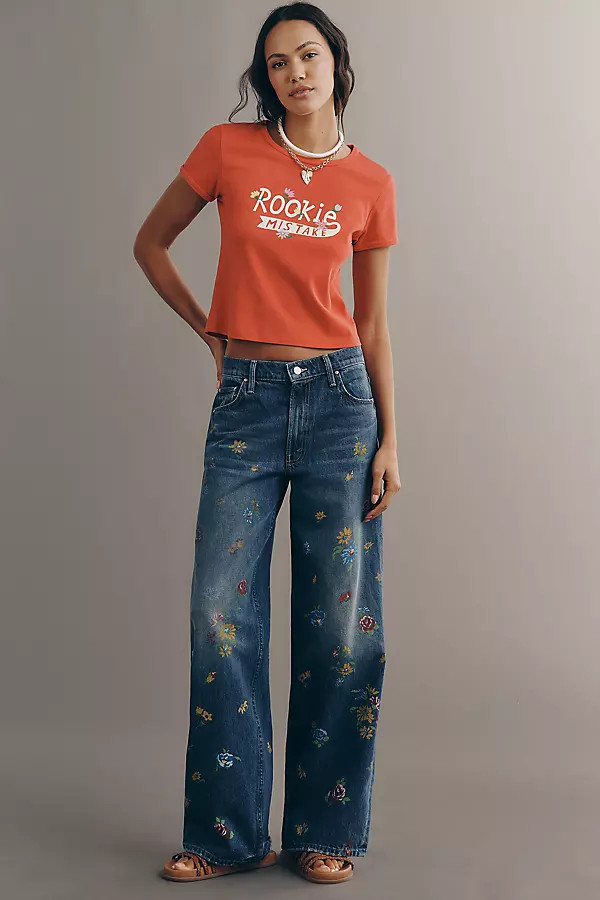 MOTHER Rerun Zip Sneak High-Rise Wide-Leg Jeans | Anthropologie (US)
