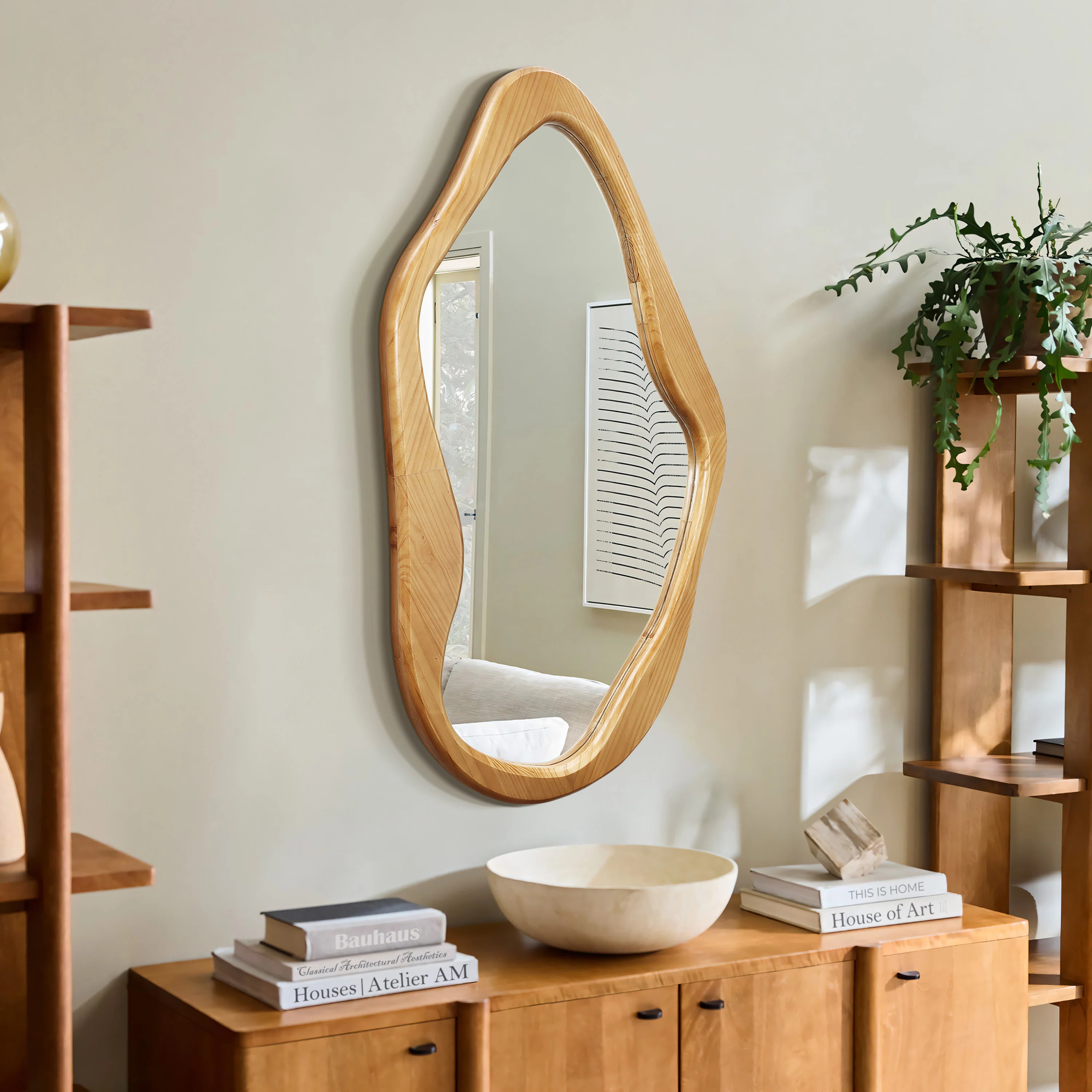 Wade Logan® Asymmetrical Natural Pine Wood Frame Free Form Wall Mirror & Reviews | Wayfair | Wayfair North America