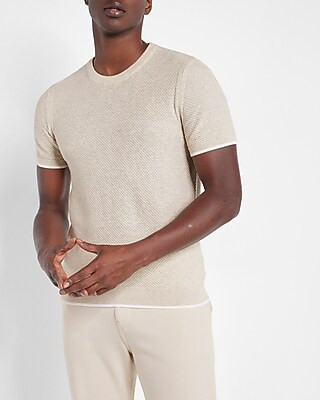 Solid Crew Neck Cotton Short Sleeve Sweater | Express