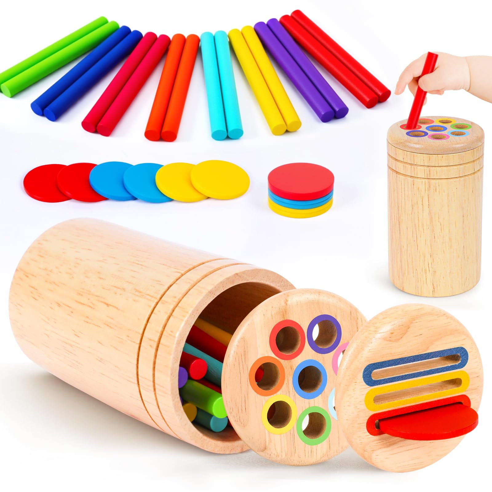Montessori Toys for 1 2 3 Years Old Boys Girls, Wooden Color Sorting Toy Baby Birthday Gifts for ... | Amazon (UK)