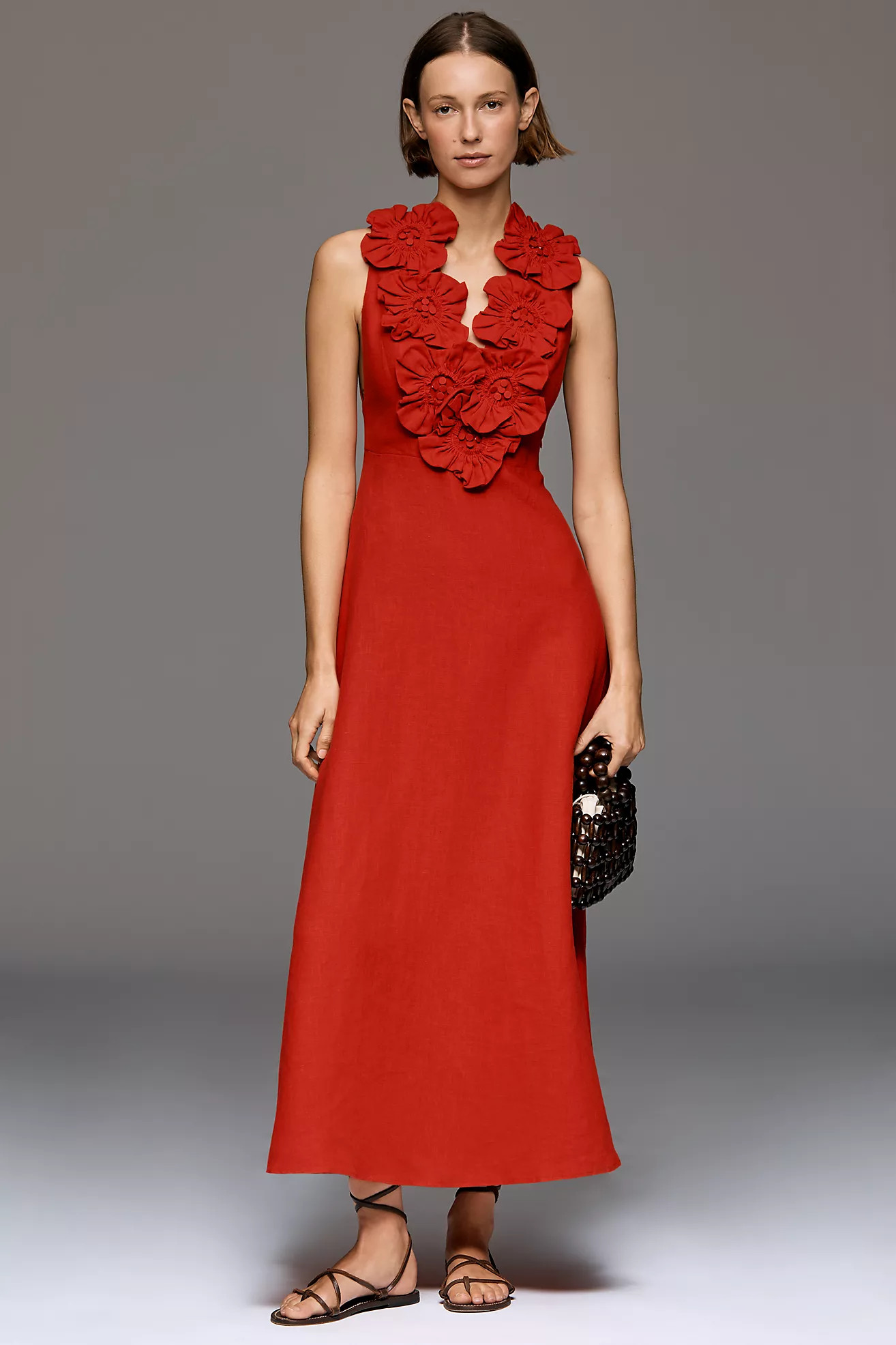 Farm Rio Ruffled Sleeveless Linen Maxi Dress | Anthropologie (US)