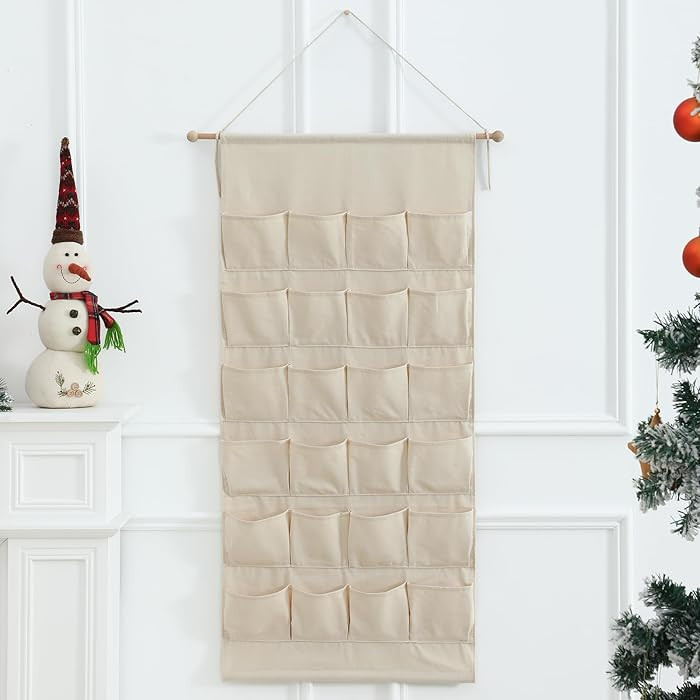 MONOBLANKS Fabric Christmas Advent Calendar with Pockets,Reusable Natural 24 Days Countdown Adven... | Amazon (US)
