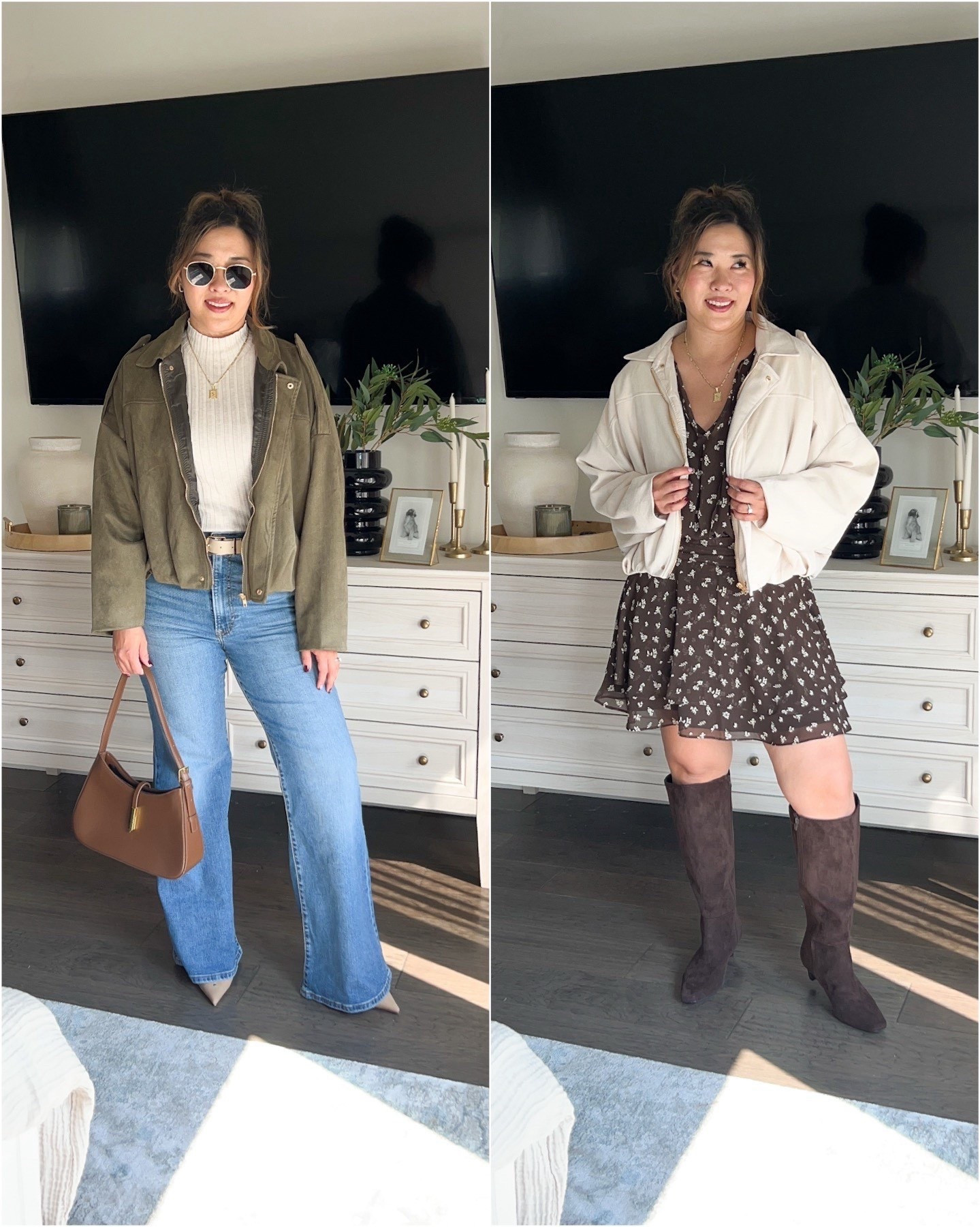 Styling the viral suede jacket for Fall! Looks like Zara, but she is from Amazon!
Sweater Tank: Medium
Jeans: 29
Green Jacket: Medium

Angel Sleeve Brown Dress: Medium Tall
Cream Jacket: Small


fall fashion, fall style, women’s fashion, trendy outfits, amazon, suede jacket, brown dress, chic style, fall outfits 


#LTKSeasonal #LTKStyleTip