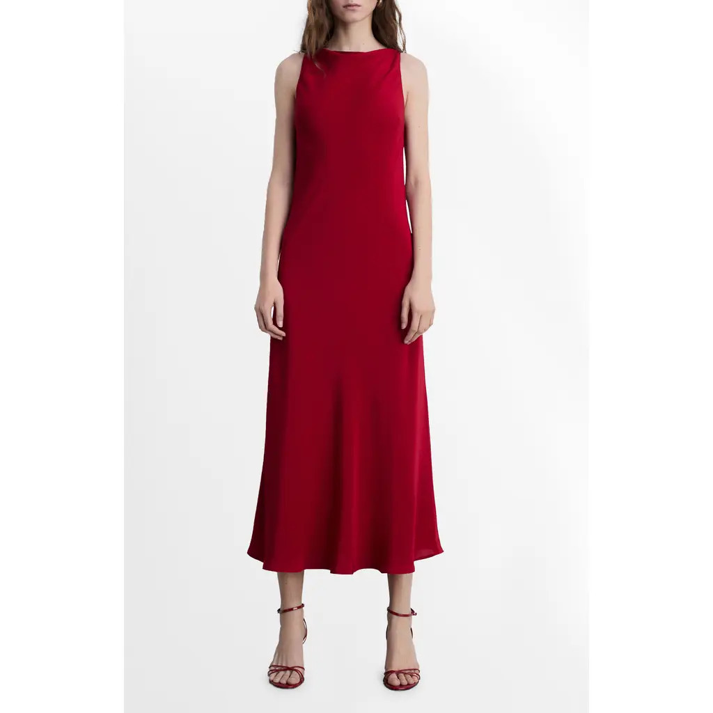 MANGO Sleeveless Satin Midi Dress in Wine at Nordstrom, Size 2 | Nordstrom