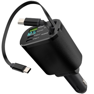 Vena PD 30W Car Charger USB C Fast Charge 2.3ft, USB Retractable Car Charger Multi Port, Car Phone Charger, Car Charger Adapter for iPhone 17 16 15 | Target