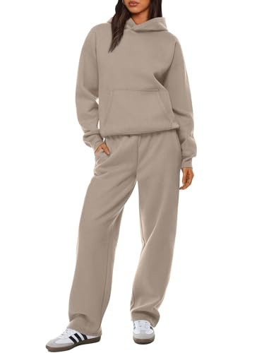 XIEERDUO Womens 2 Piece Outfits 2024 Matching Sweatsuits Oversized Sweatshirt Hoodie Sets Track Suits Sweatpants Set 2 Piece Fall Sets Coffeegrey M | Amazon (US)