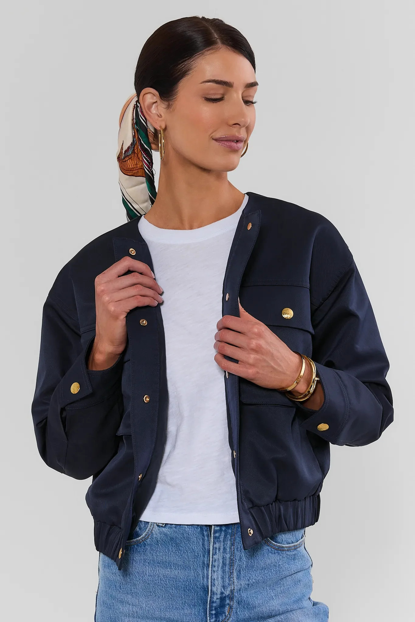 Navy Button Up Jacket | Avara