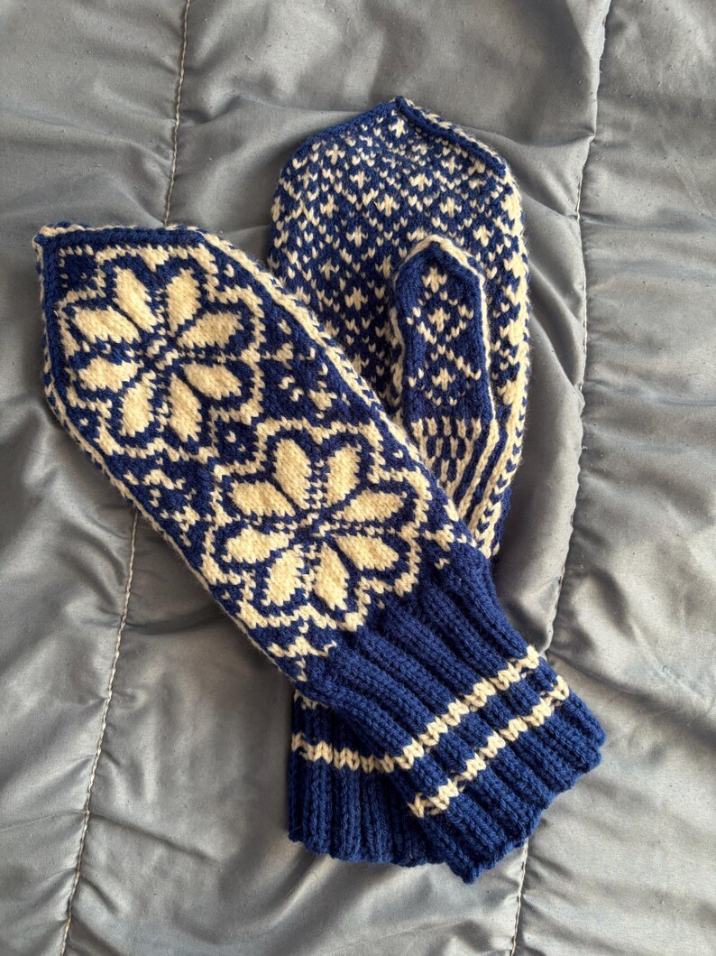 Handmade Fair Isle Knit Mittens, Scandinavian Acrylic Wool | Etsy (US)