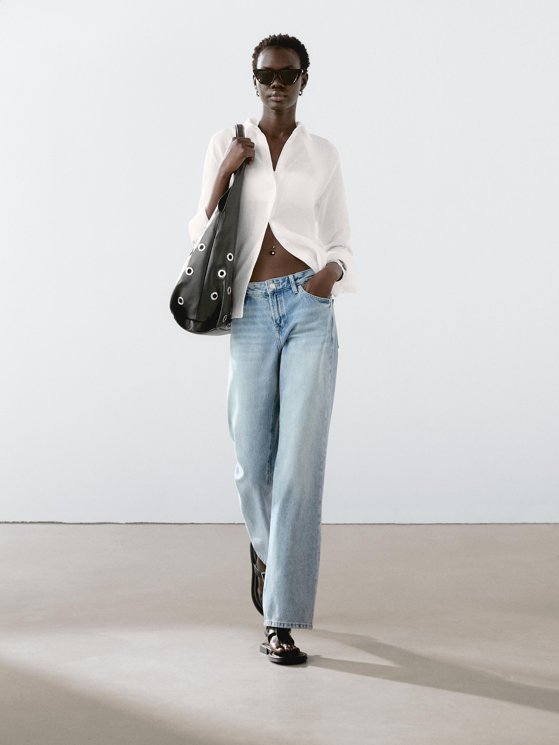 Low-rise straight-leg jeans | Massimo Dutti UK