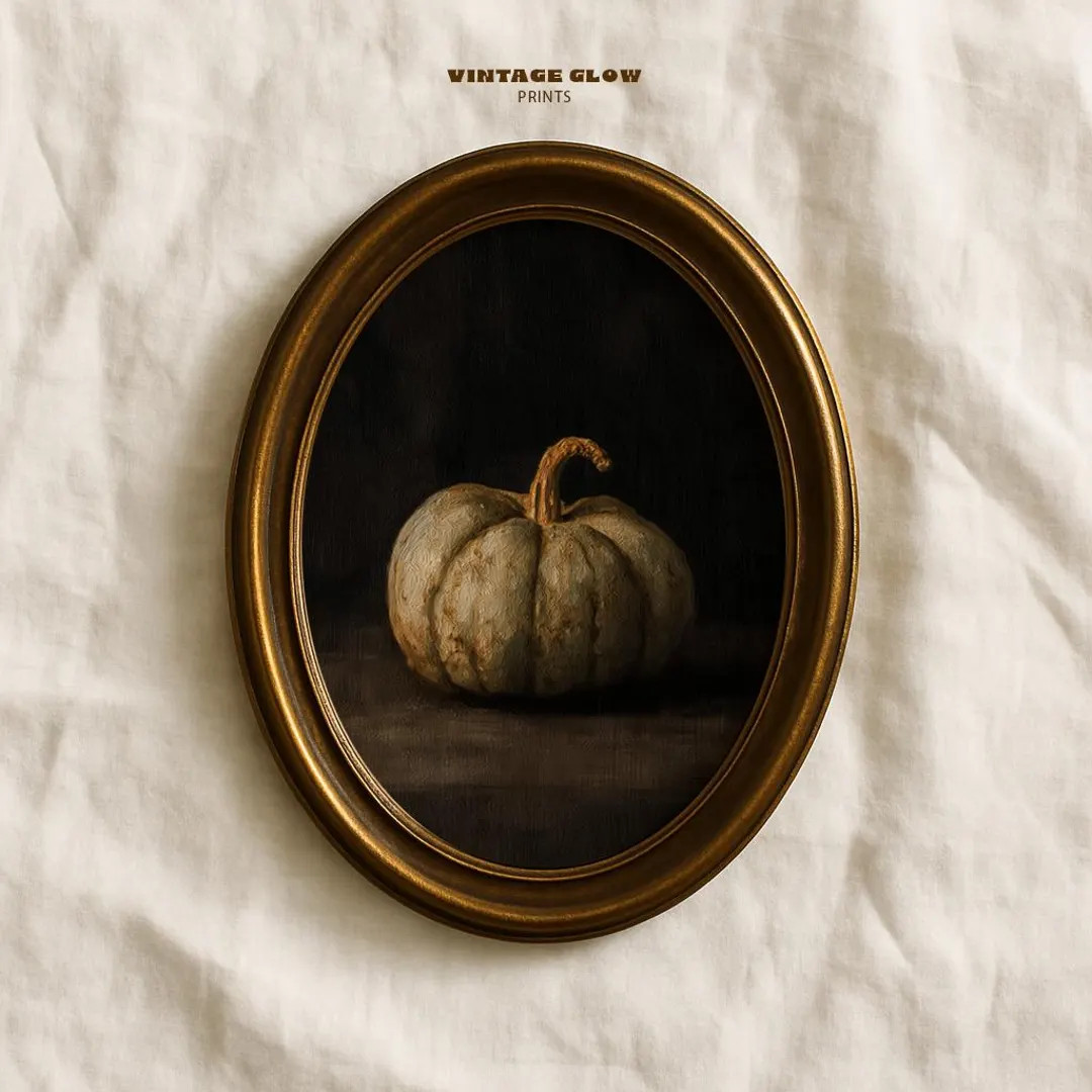 Moody Rustic Pumpkin Still Life Print | Vintage Autumn Farmhouse Wall Art | Muted Fall Digital Do... | Etsy (US)