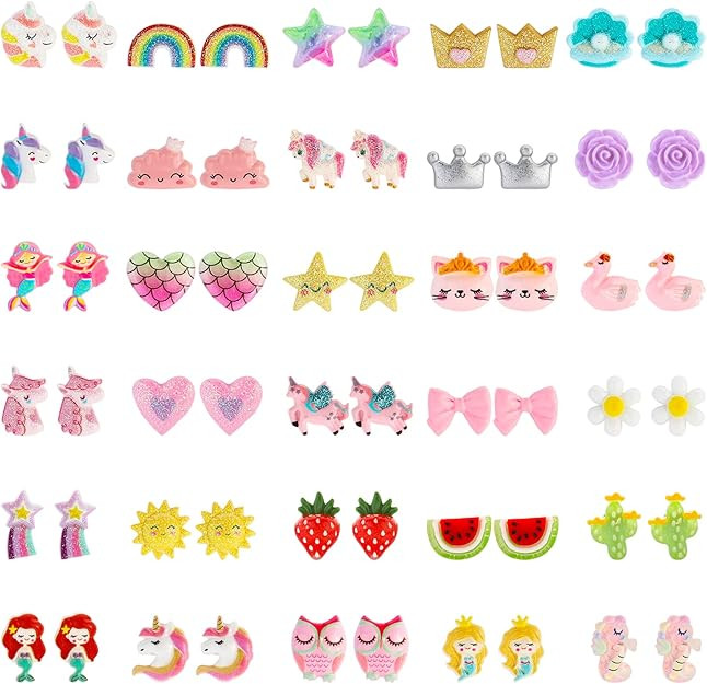 NEWITIN 30 Pairs Magnetic Stud Earrings for Girls Clip on Earring Hypoallergenic Magnet Studs Non... | Amazon (US)