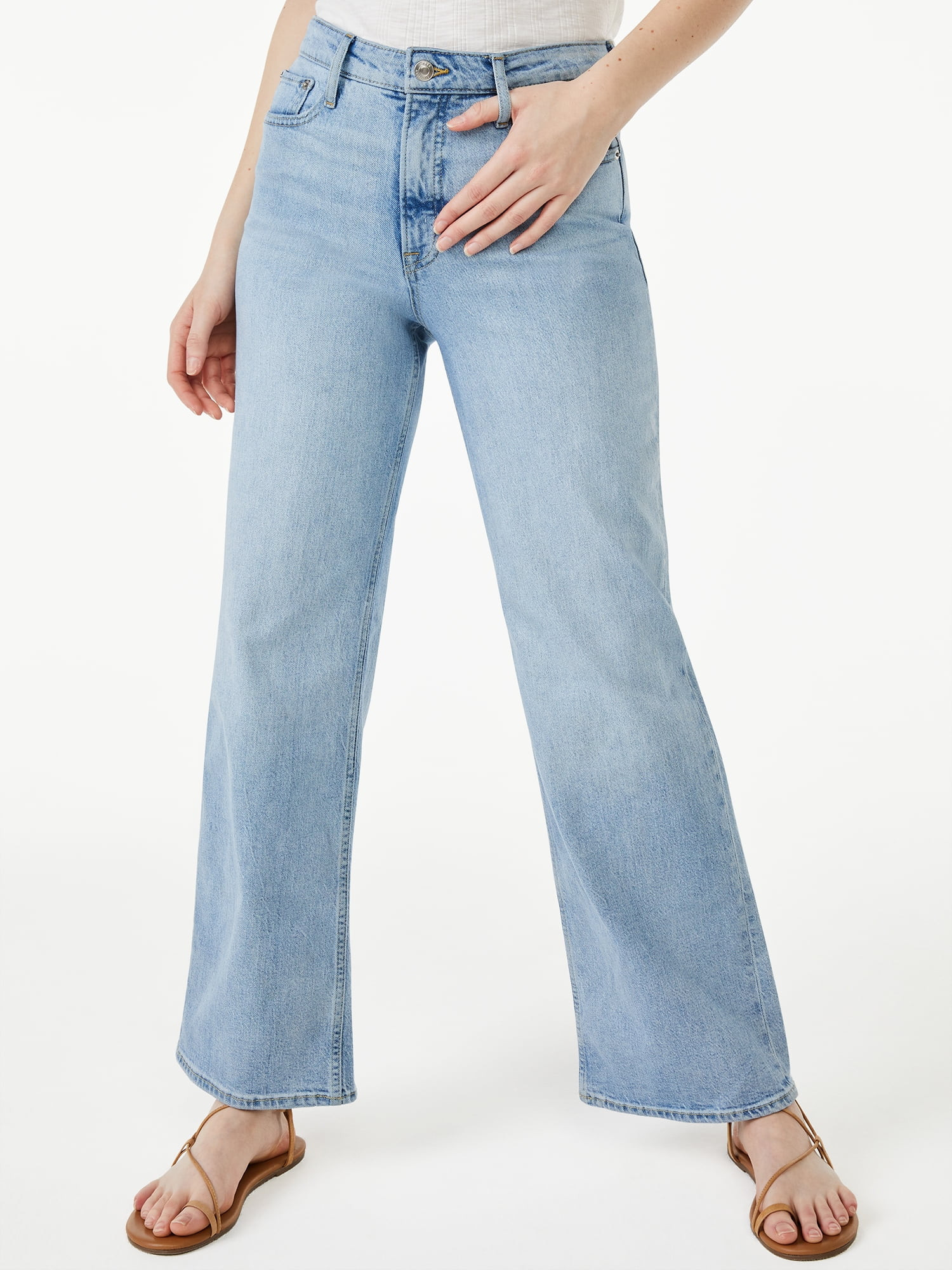 Free Assembly Women's High Rise 70's Wide Leg Straight Jeans | Walmart (US)