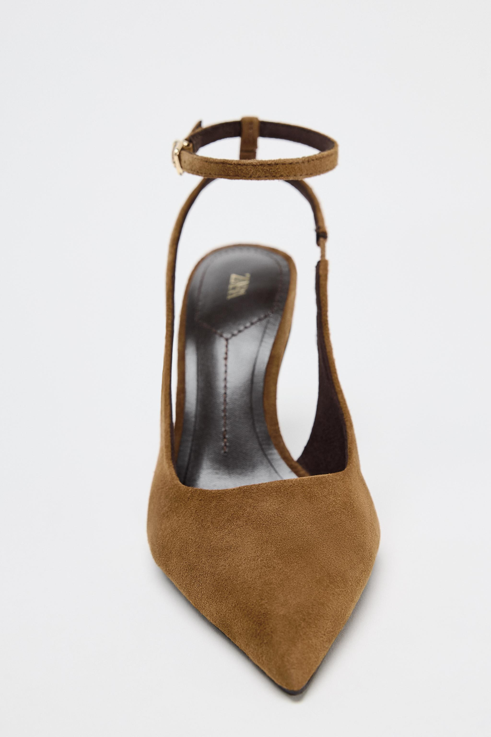 SPLIT SUEDE SLINGBACK HEELS | Zara UK