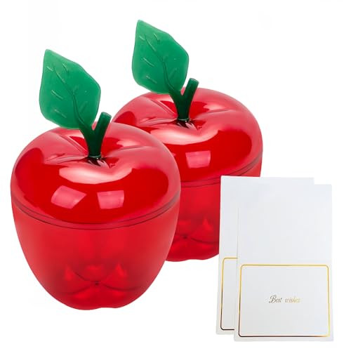 TIEYIPIN Large Red Apple Container with Blank Cards, Plastic Apple Shaped Gift Box Candy Jar, Back to School Teacher Appreciation Gift, Wedding Party Favor, Christmas Decorations Supplies, 2 Pack | Amazon (US)