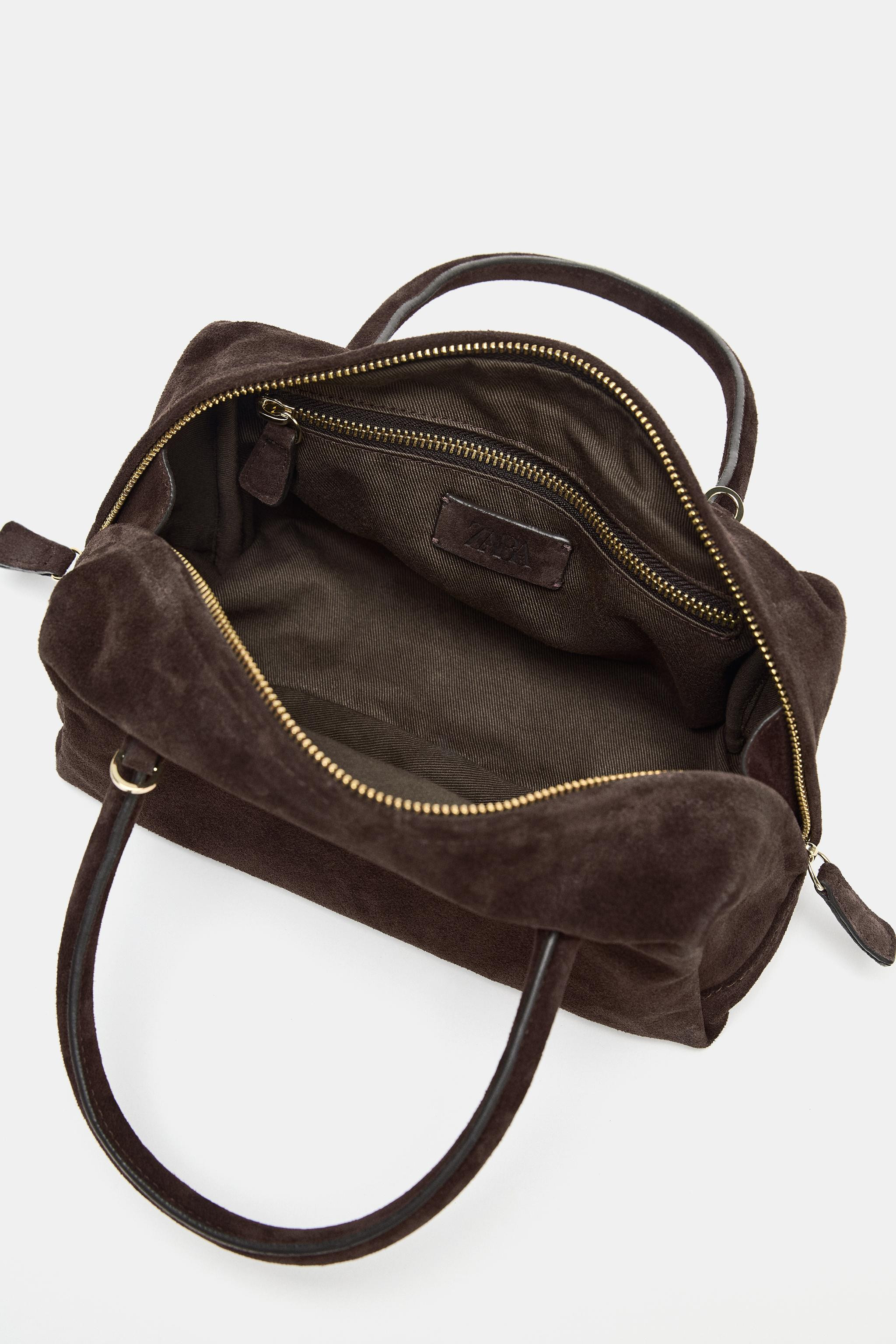 SPLIT SUEDE BOWLING BAG | Zara UK