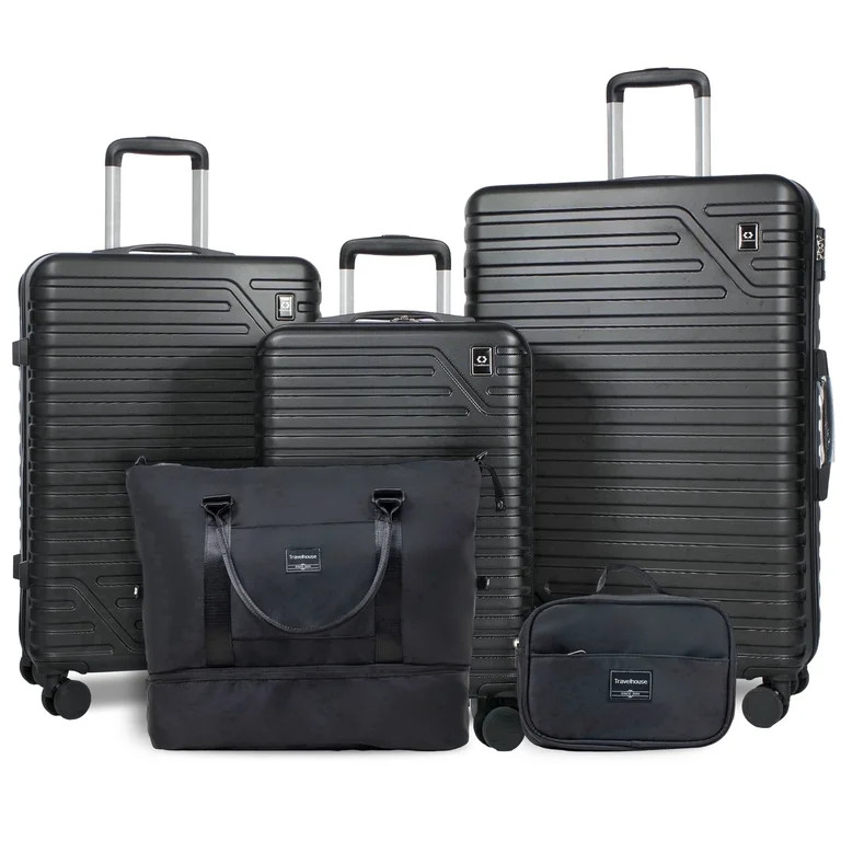 Travelhouse 5-Piece Hardside Luggage Set Spinner Lightweight Suitcase with TSA Lock & Duffel Bag,... | Walmart (US)