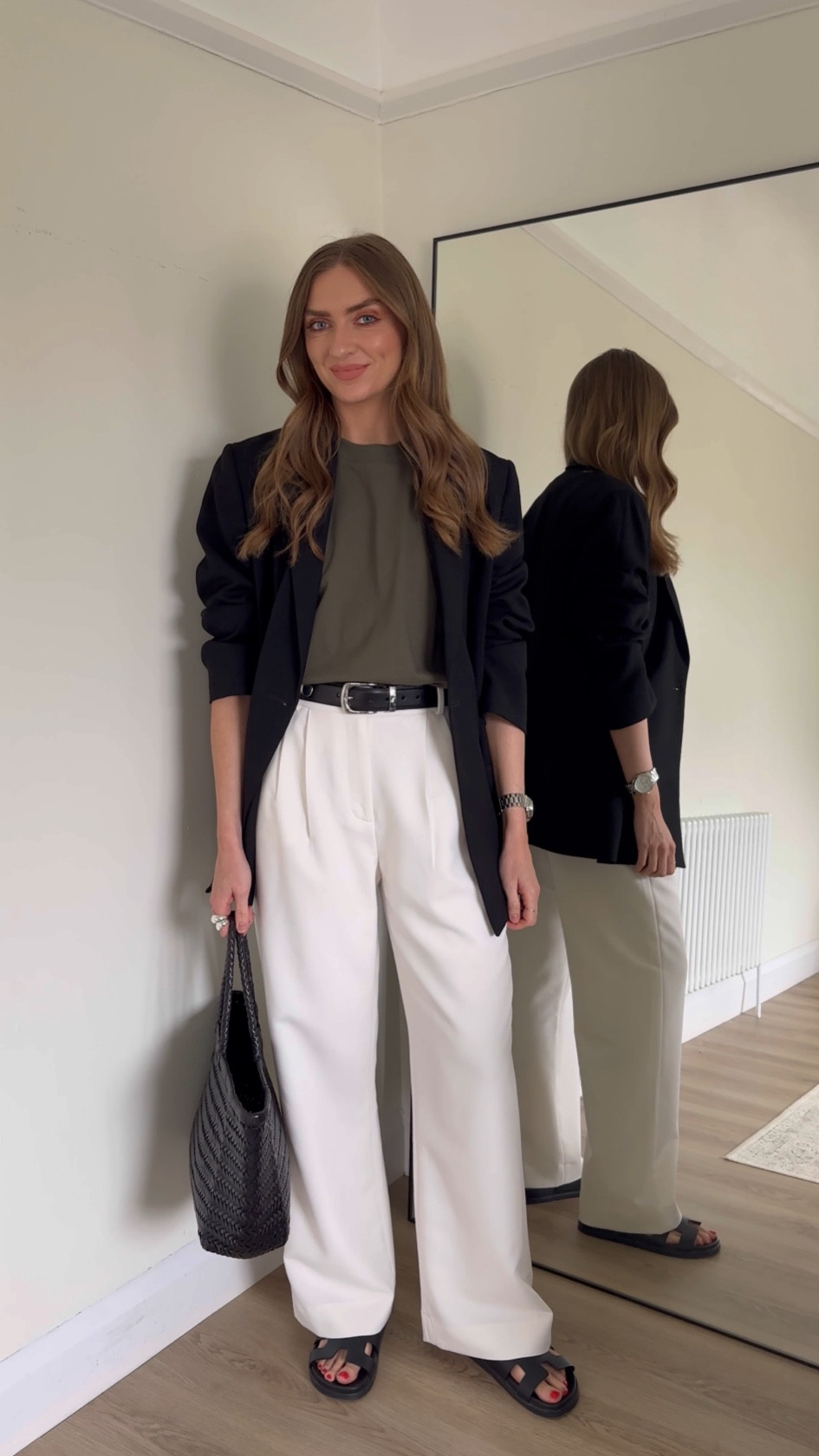 Studded leather belt styling

Black Totême blazer
Small in the & Other Stories khaki green shoulder padded t-shirt
26Reg in the Abercrombie white/cream wide leg trousers
XS in the M&S studded leather belt
Dragon Diffusion large triple jump black woven bag
Hermes chypre black sandals, dupes from Ego linked
Michael Kors silver watch 



Everyday outfit, wide trouser outfit, wardrobe staples, capsule wardrobe, smart casual outfit, Studded belt outfit, Khaite belt, designer dupe, capsule wardrobe, woven bag 




#LTKstyletip #LTKeurope #LTKuk