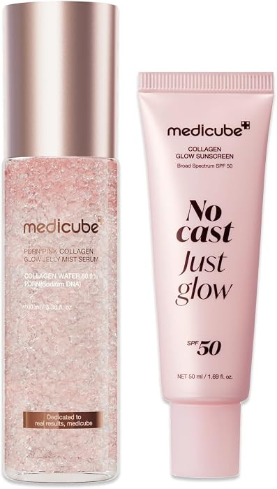 medicube PDRN Sun Care & Glow Duo: Pink PDRN Collagen Jelly Mist Serum and Collagen Sunscreen | S... | Amazon (US)