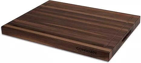 CONSDAN Black Walnut Butcher Block Cutting Board with Invisible