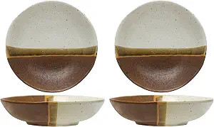 Creative Co-Op 2-Tone Shallow Stoneware, Set of 4, Multicolor Reactive Glaze Bowl, Brown | Amazon (US)