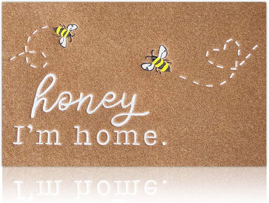 Bee Door Mat Brown Welcome Mats Front Door Indoor Outdoor Entrance Honey I'm Home Kitchen Rugs En... | Amazon (US)