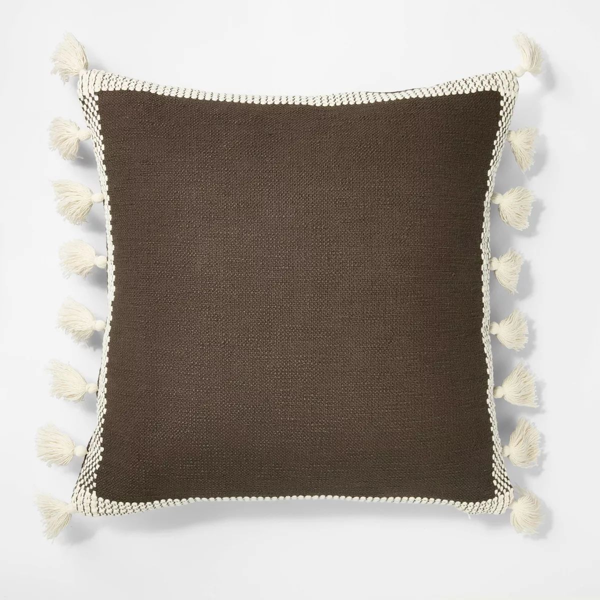 Oversize Woven Frame Square Throw Pillow with Side Tassels Brown/Cream - Threshold™ designed wi... | Target