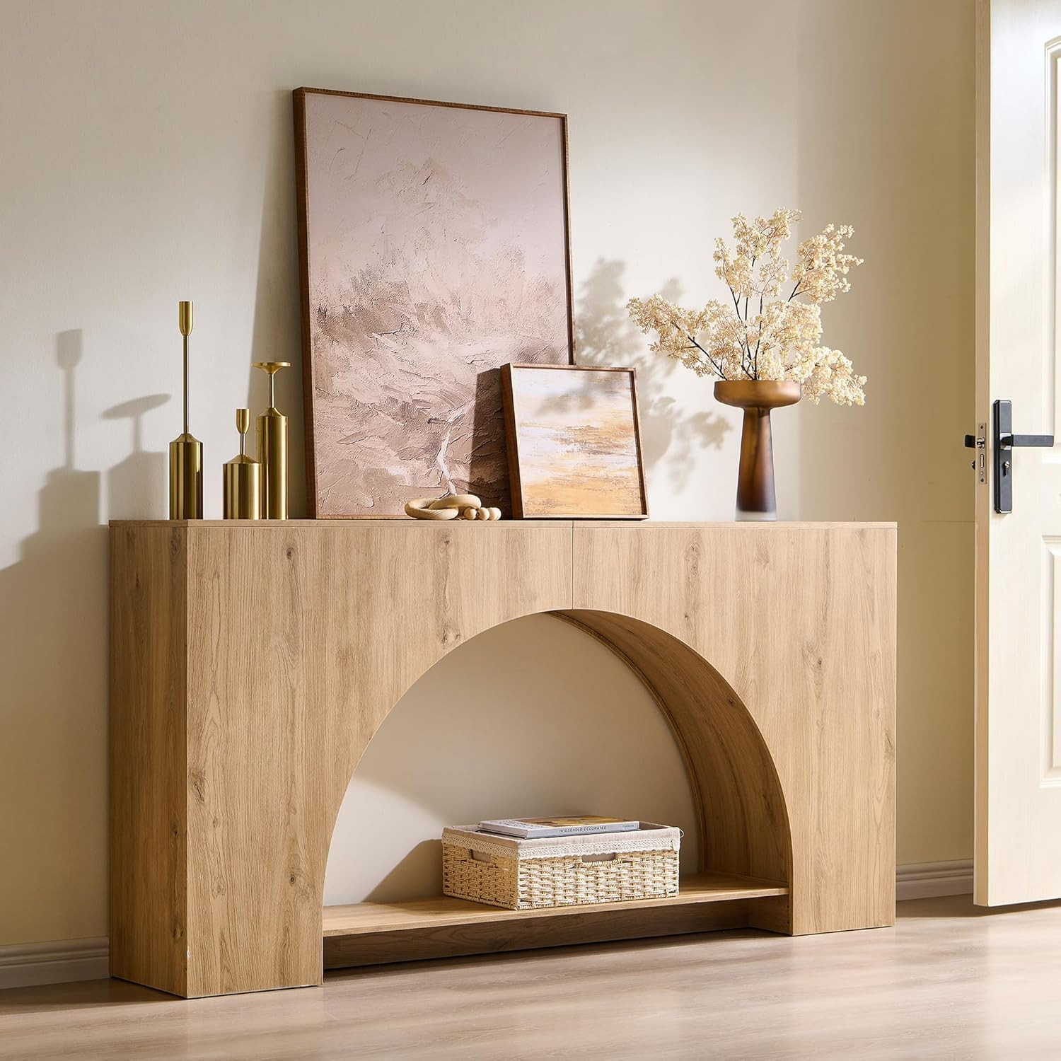 IFGET 63" Arched Console Table, 2-Tier Modern Entryway Table with Arched Base, Narrow Long Wood S... | Amazon (US)