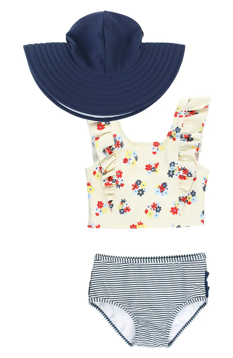 Petal Parade Two-Piece Swimsuit & Hat Set | Nordstrom