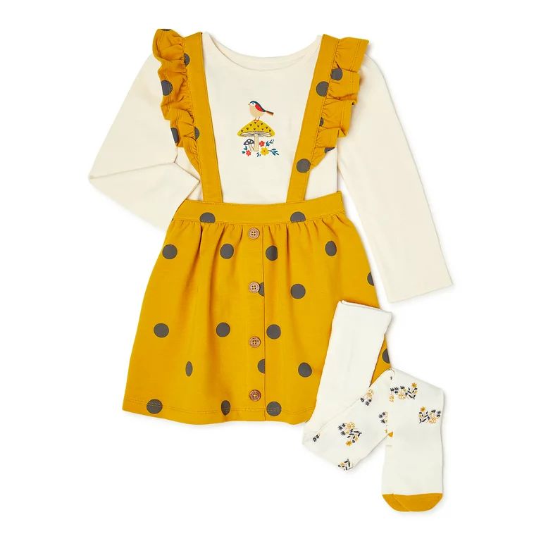 Wonder Nation Toddler Girls Pinafore Set, Sizes 12M-5T | Walmart (US)