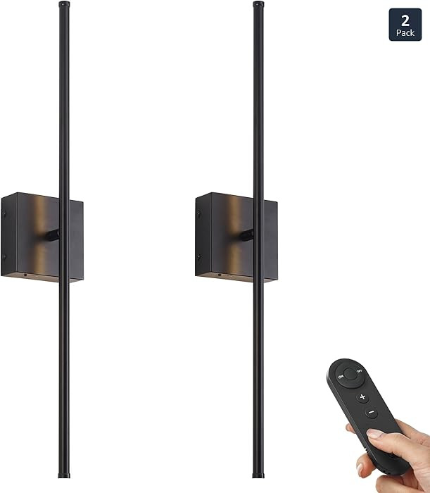 Battery Operated Wall Sconces with Remote Control, Dimmable Wall Sconces Set of Two, 350°Rotate,... | Amazon (US)